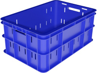 Ящик пищевой пластиковый 202 размером 600х400х258 мм 3,2 кг синий штабелируемый Тара
