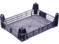 Ящик пищевые 101-60 пластиковые 400х300х60 мм прямая сетка для доставки чёрный Тара