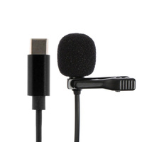 Микрофон на прищепке g-104, 20-15000 гц, -34 дб, 2.2 ком, type-c, 1.5 м, черный No brand