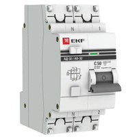 Выключатель автоматический дифференциального тока 2п (1P+N) C 50А 30мА тип AC 4.5кА АД-32 защита 270В электрон. PROxima
